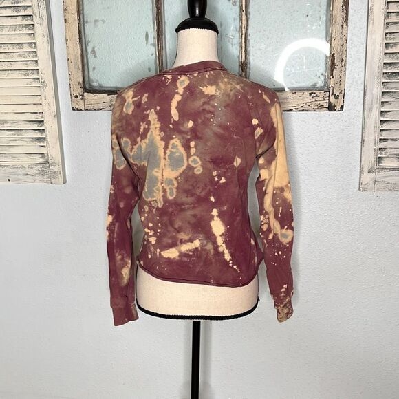 Gildan Women's Sweatshirt Heavy Cotton Long Sleeve Bleach Dye Crop Top Size Smal - Picture 4 of 7